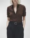 Rag & Bone Mixed Media Rib Polo In Choc