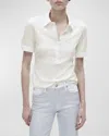 Rag & Bone Mixed Media Rib Polo In White