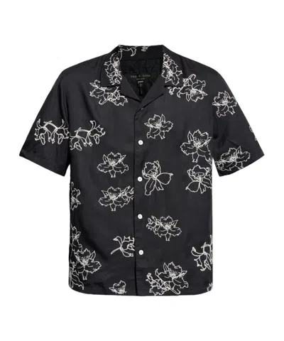 Rag & Bone Avery Embroidered Modal-twill Shirt In Black