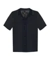 Rag & Bone Harvey Retro Stripe Knit Cotton Camp Shirt In Black