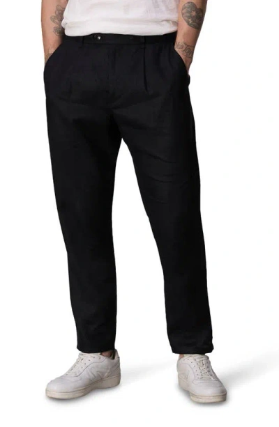 Rag & Bone Slim Fit Pleated Linen Chinos In Black