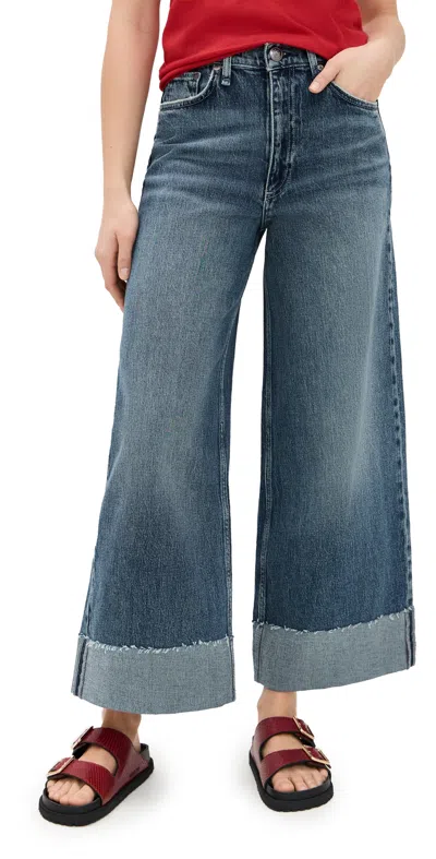 Rag & Bone Sofie High Rise Ankle Wide Leg Jeans Atlantic