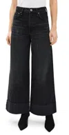Rag & Bone Sofie Cuffed High Waist Wide Leg Jeans In Black