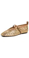 Rag & Bone Beige Spire Woven Faux Leather Mary Jane Ballerina Flats In Gldwvn