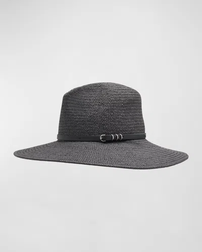 Rag & Bone Spire Straw Wide Brim Fedora In Black