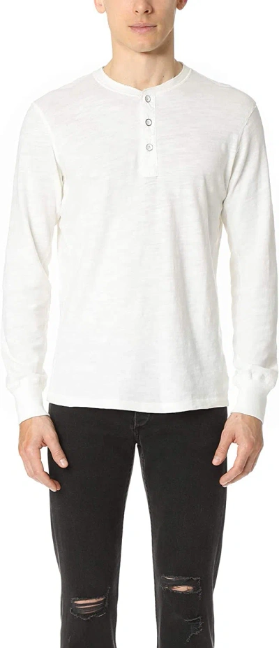 RAG & BONE RAG & BONE STANDARD ISSUE MEN'S BASIC HENLEY SOLID WHITE LONG SLEEVE