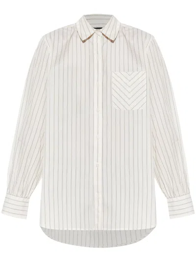 Rag & Bone Striped Cotton Shirt In White