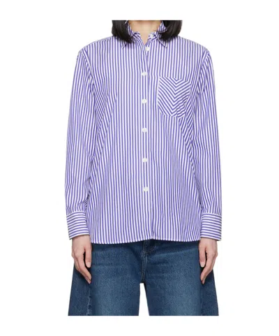 Rag & Bone Striped Long-sleeved Shirt In Blue