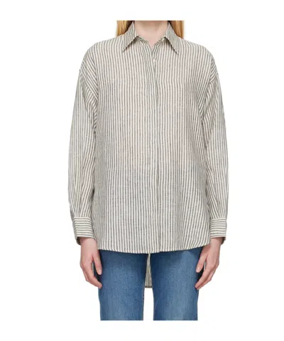 Rag & Bone Striped Long-sleeved Shirt In White