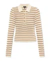 Rag & Bone Womens Ivorymult Viola Striped Long-sleeve Cotton-blend Knit Polo Shirt Xs In Nude
