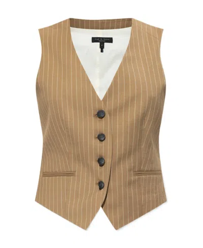 Rag & Bone Striped Vest In Brown