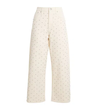 Rag & Bone Studded Andi High-rise Cropped Jeans In White