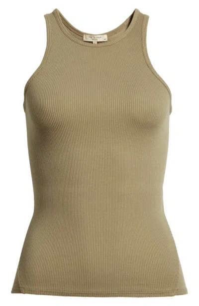 Rag & Bone The Essential Organic Cotton Rib Tank In Sage