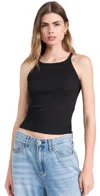 Rag & Bone The Essential Rib Long String Tank Black In Black