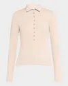 Rag & Bone The Essential Ribbed Button Polo Top In Beige