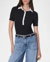 Rag & Bone The Knit Button Polo Top In Black