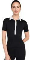 Rag & Bone The Knit Button Polo Top In Black