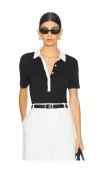 Rag & Bone The Knit Button Polo Top In Black