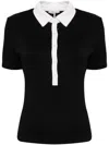 Rag & Bone The Knit Button Polo Top In Black