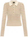 Rag & Bone Womens Ivorymult Viola Striped Long-sleeve Cotton-blend Knit Polo Shirt Xs In Neutrals