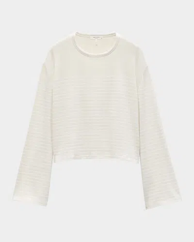 Rag & Bone The Knit Stripe Boxy Long-sleeve Tee In Ivory White