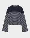 Rag & Bone The Knit Stripe Boxy Long-sleeve Tee In Nvyivry