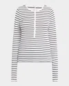 Rag & Bone The Knit Stripe Henley Top In Whitemult
