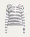 Rag & Bone The Knit Stripe Henley Top In Whitemult