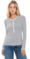 Rag & Bone The Knit Stripe Henley Top In Whitemult