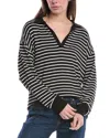 Rag & Bone The Knit Stripe Polo V Neck Blackwht In Black