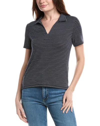 Rag & Bone The Knit Stripe Polo Shirt In Blue