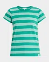 Rag & Bone Womens Green Mult Striped Short-sleeved Organic-cotton T-shirt In Greenmult