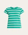 Rag & Bone The Striped Baby Tee In Greenmult