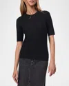 Rag & Bone Tina Merino Wool Crewneck Top In Black