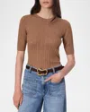 Rag & Bone Tina Merino Wool Crewneck Top In Camel