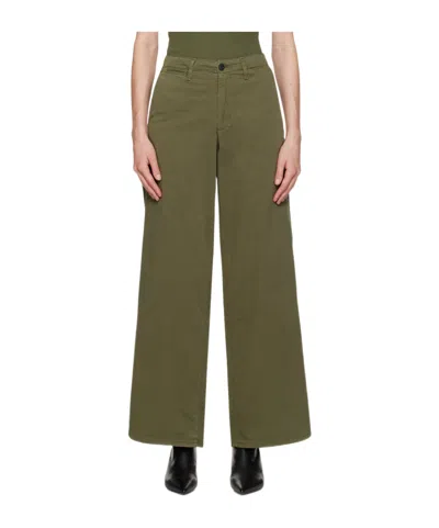 Rag & Bone Twill Wide-legged Casual Pants In Green