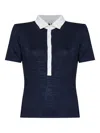 Rag & Bone The Knit Button Short Sleeve Polo Navy Multi