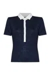 Rag & Bone The Knit Button Short Sleeve Polo Navy Multi