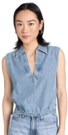 Rag & Bone Fiona Ultra Featherweight Sleeveless Denim Crop Top In Billie