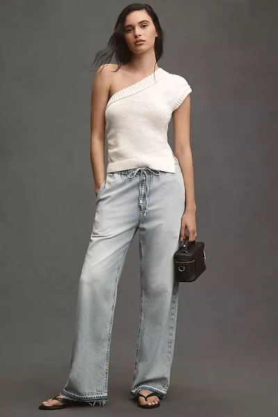 Rag & Bone Ultra Featherweight Logan High-rise Wide-leg Drawstring Jeans In Blue