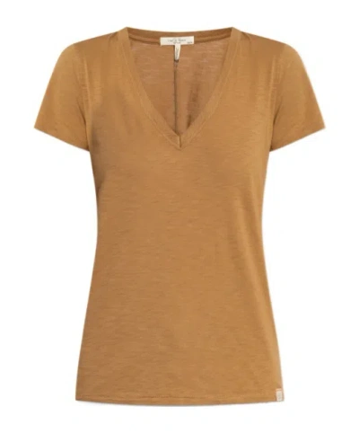 Rag & Bone V-collar Short-sleeved T-shirt In Brown
