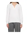 Rag & Bone V-neck Long-sleeved Polo Shirt In White