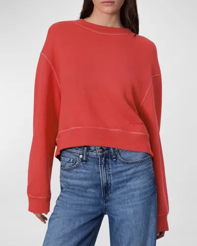 Rag & Bone Vintage Cotton-terry Crewneck Sweatshirt In Red