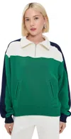Rag & Bone Vintage Terry Sport Block Half Zip Greenmult In Greenmult