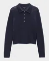Rag & Bone Viola Open Stitch Polo Sweater In Indigo