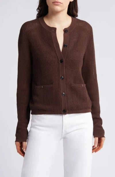 Rag & Bone Viola Open Stitch Cardigan In Chocolate