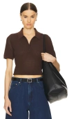 Rag & Bone Viola Knit Polo In Chocolate