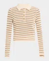 Rag & Bone Womens Ivorymult Viola Striped Long-sleeve Cotton-blend Knit Polo Shirt Xs In Ivorymult
