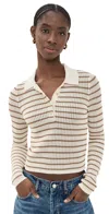 Rag & Bone Viola Stripe Polo Sweater Ivorymult In Ivorymult
