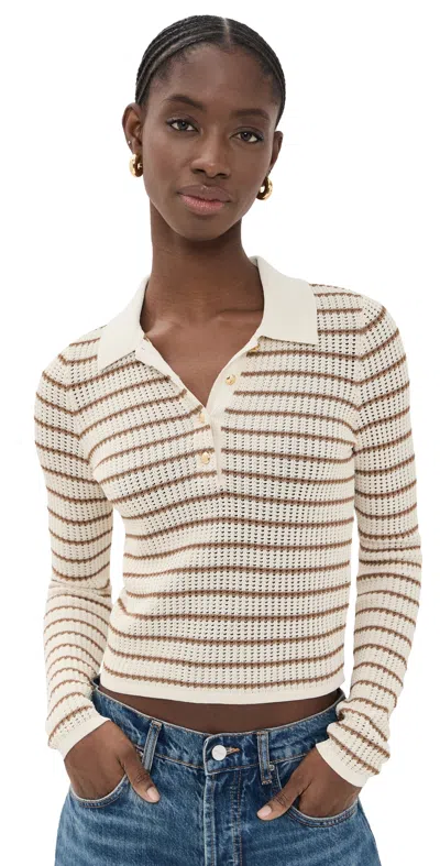 Rag & Bone Viola Stripe Polo Sweater Ivorymult